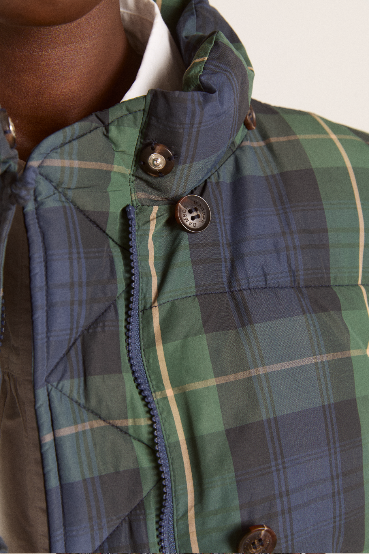 pearl hooded puffer - navy check