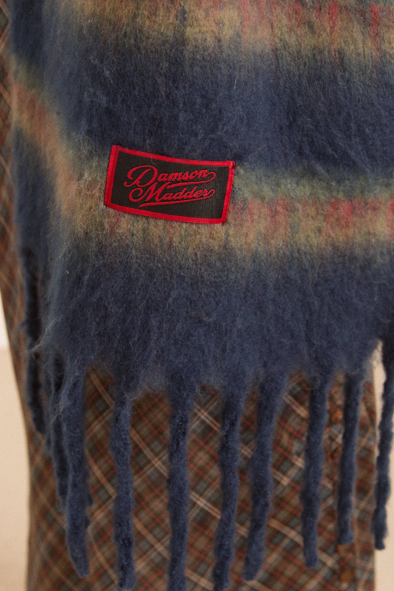 brushed oversized scarf - navy stripe