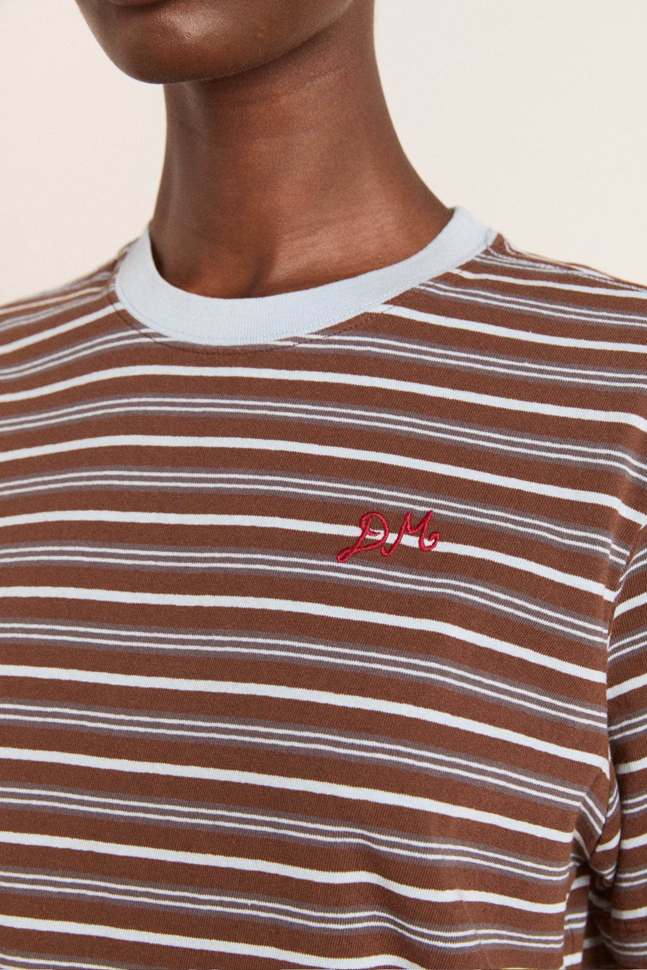 ariel relaxed ss tee - brown/blue stripe