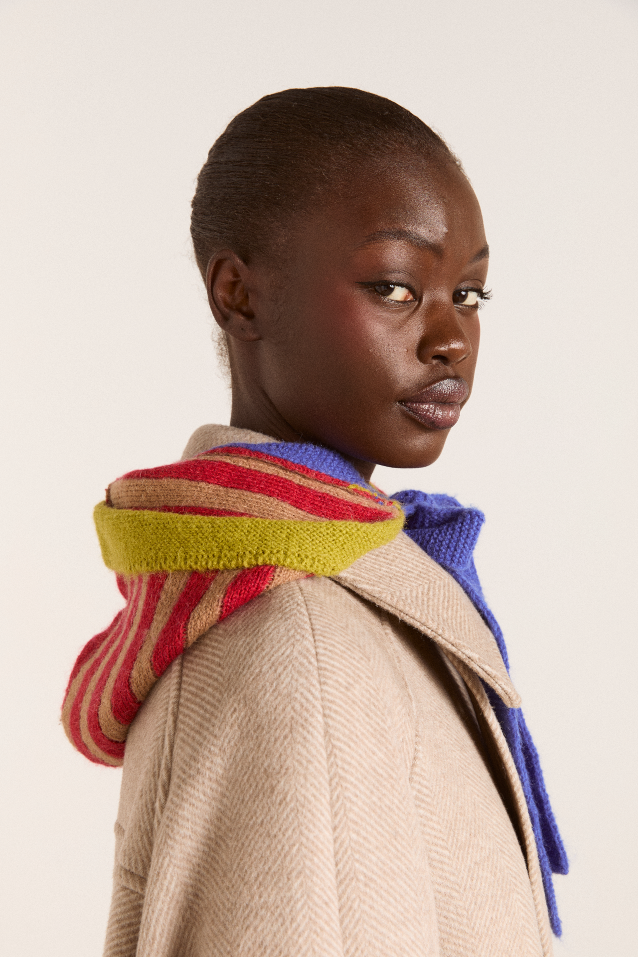 colour block striped bonnet