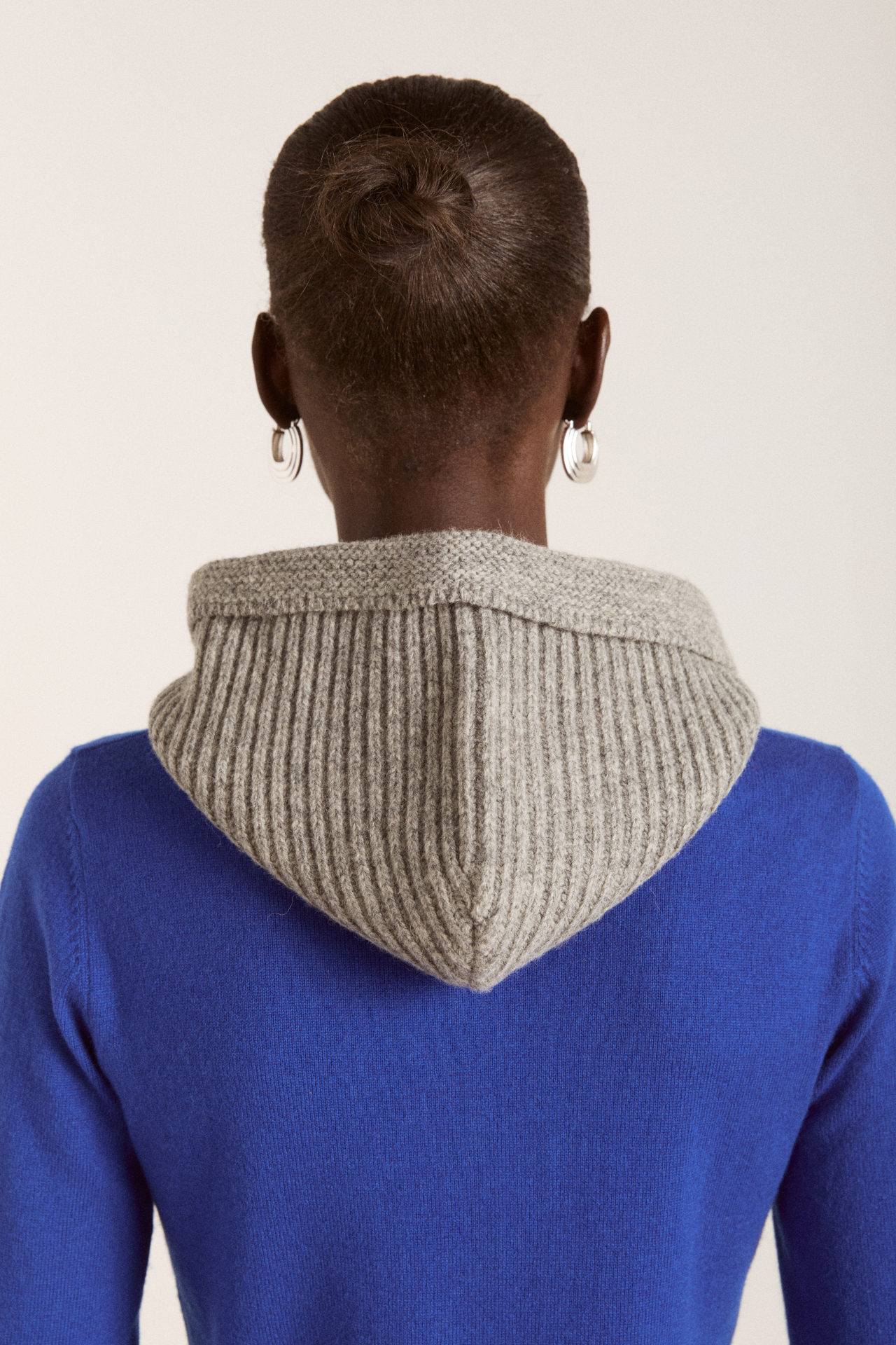 ribbed bonnet with tie detail - grey marl