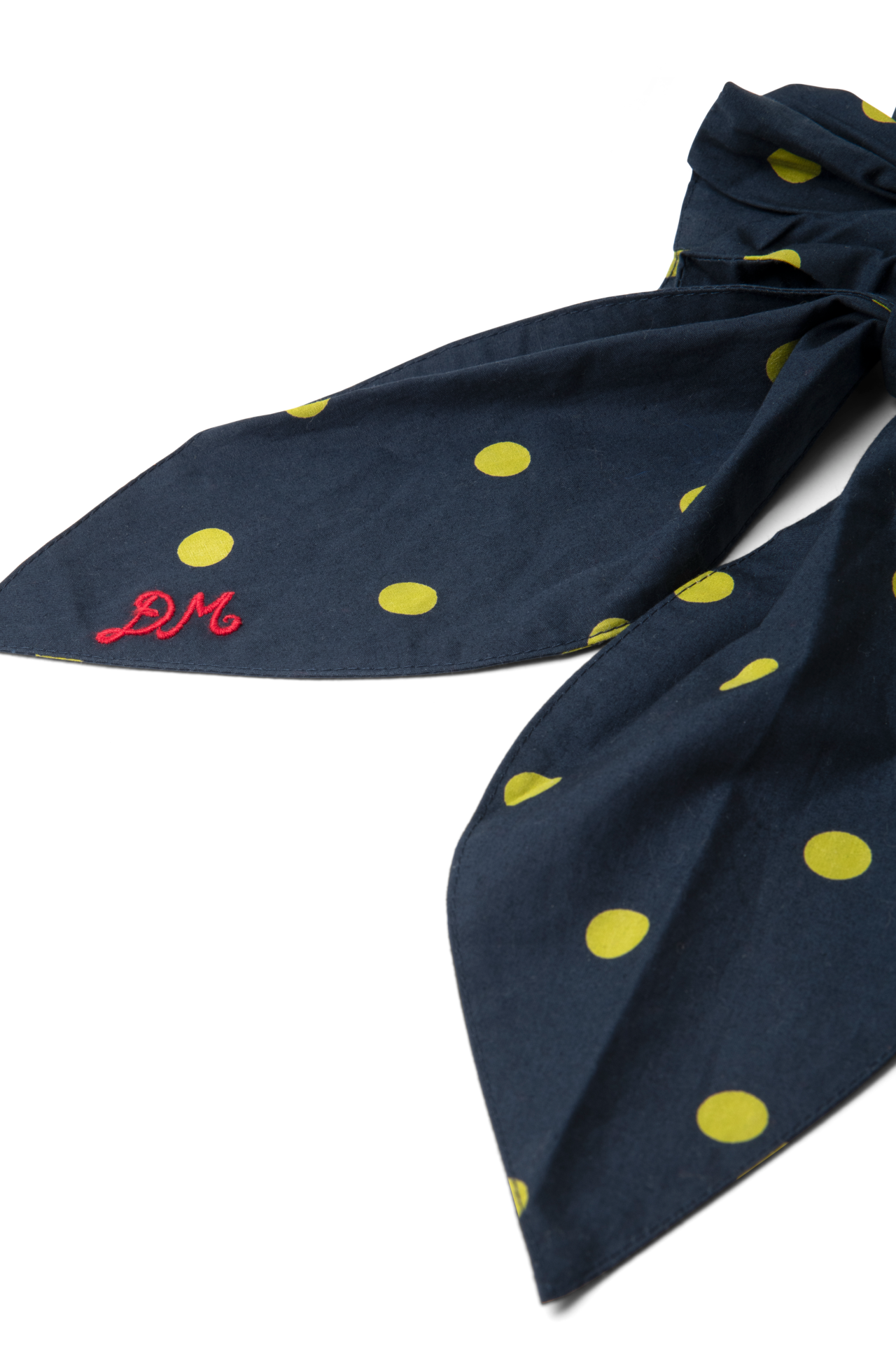 tie detail scrunchie in navy & olive spot