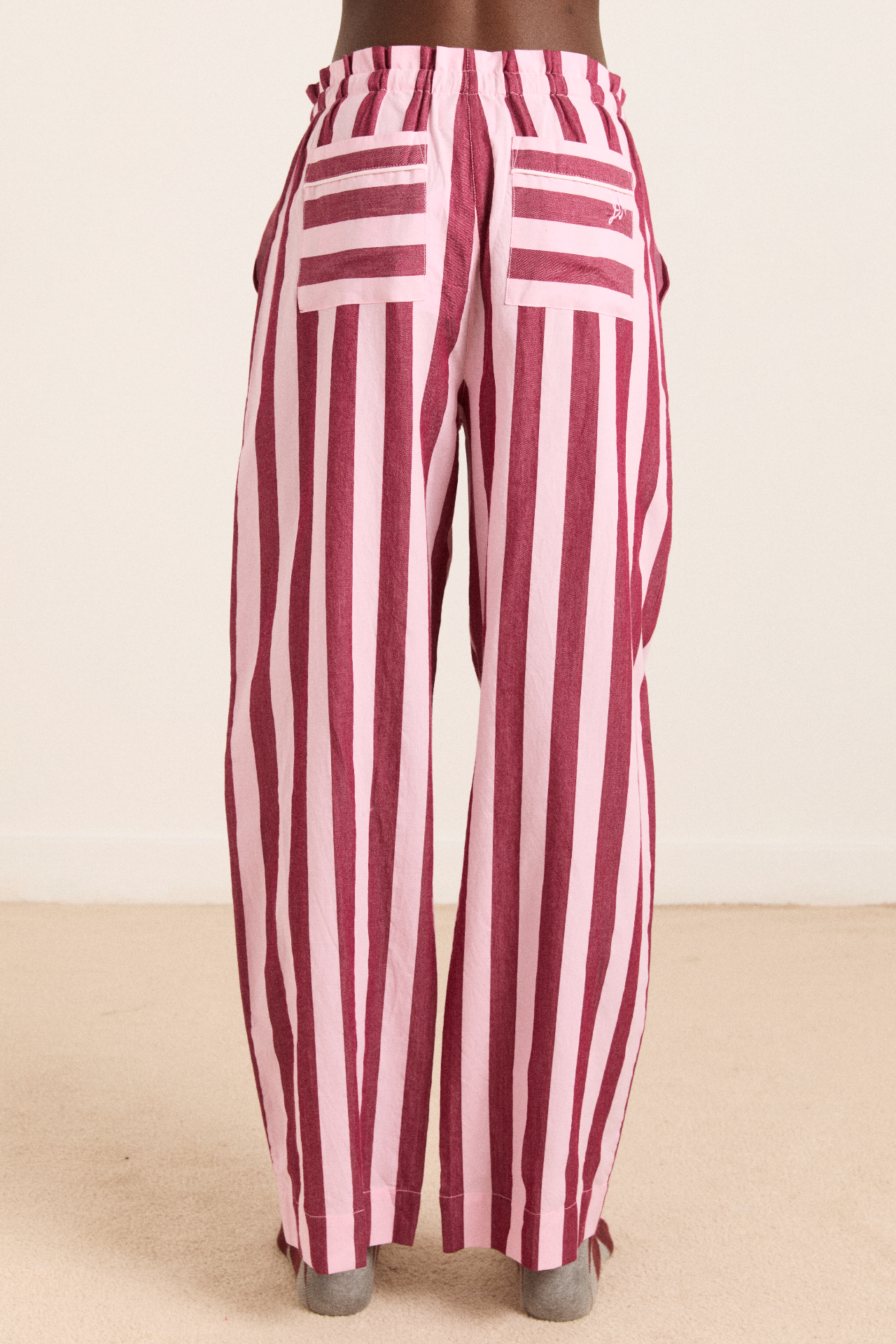 florie pj set - burg/pink wide stripe