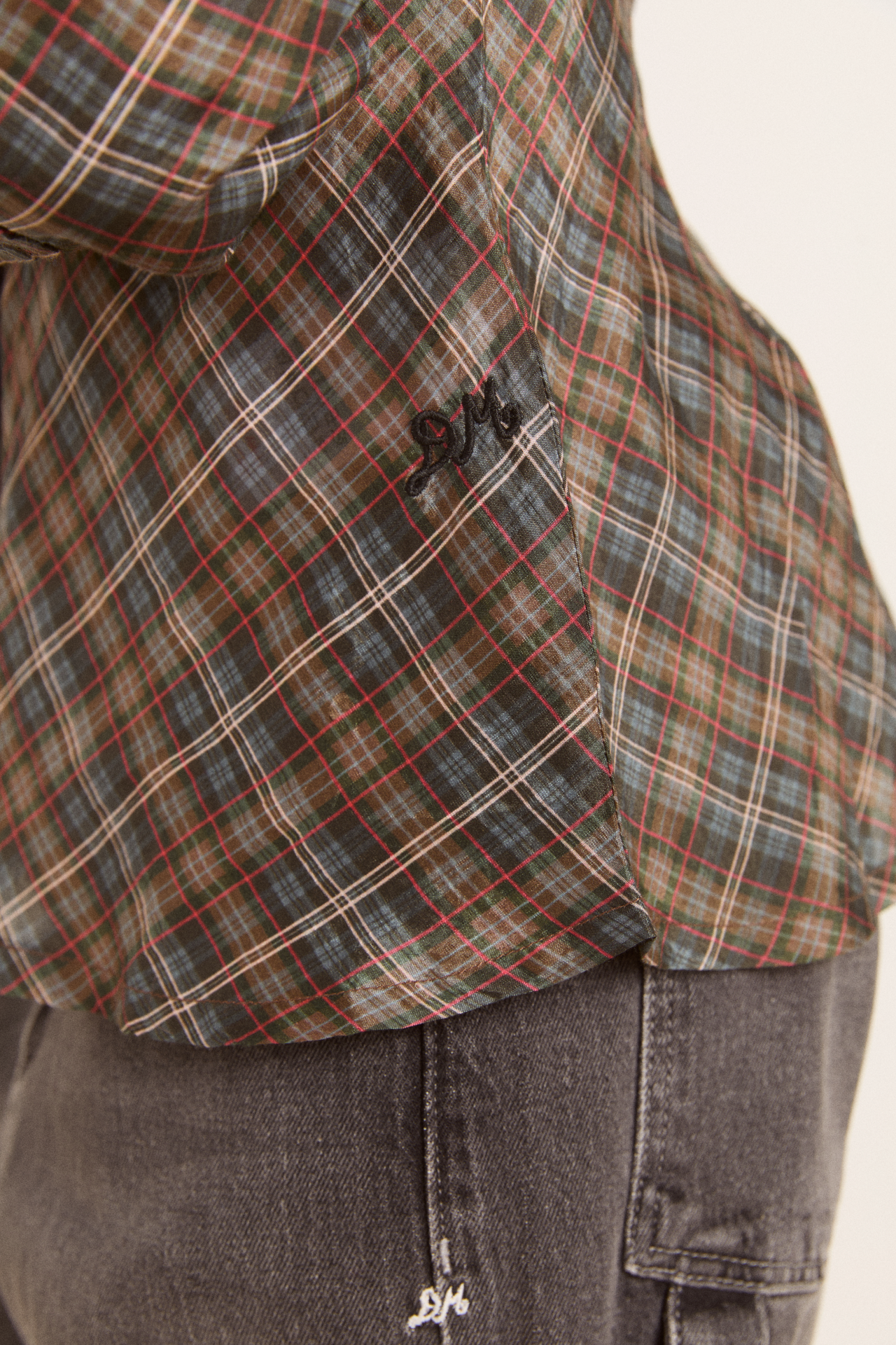 lemi sheer blouse - multi check