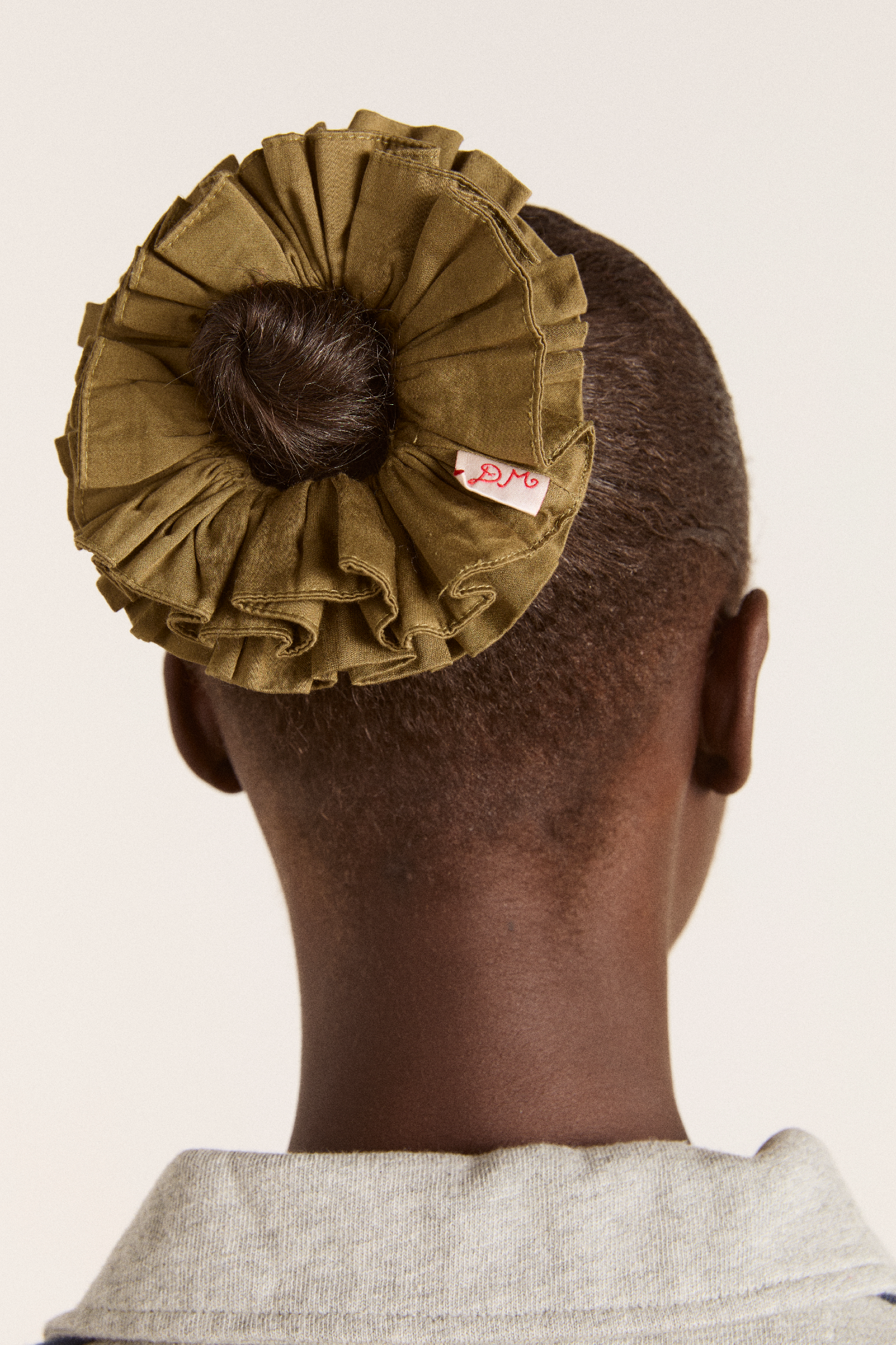 garter scrunchie - olive  satin