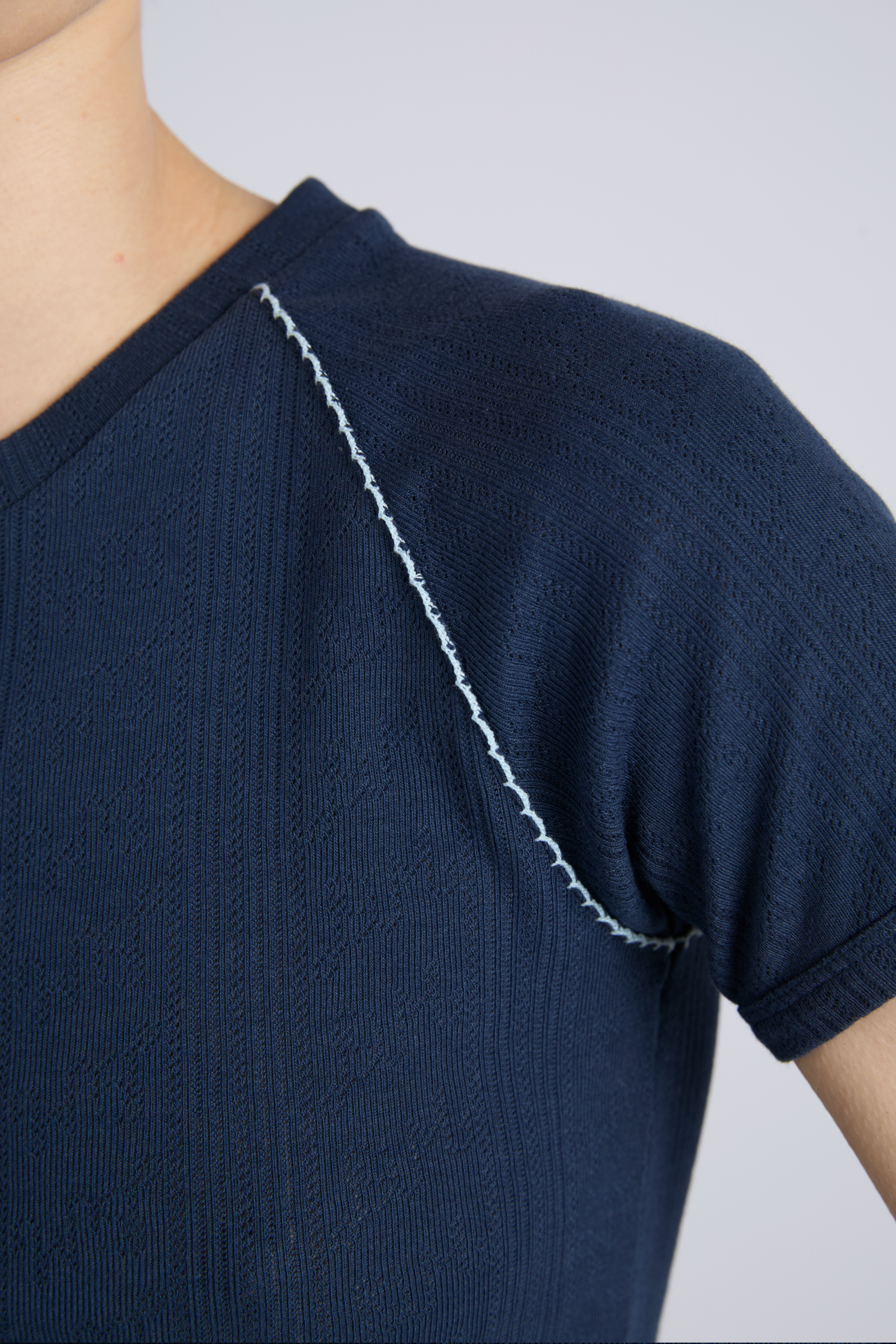 aster pointelle raglan baby tee - navy