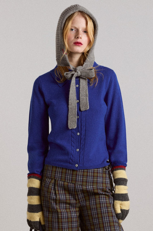 voula wool and cashmere blend cardigan - blue