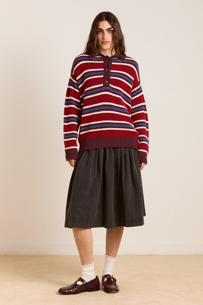 ilona striped rugby jumper - burg stripe