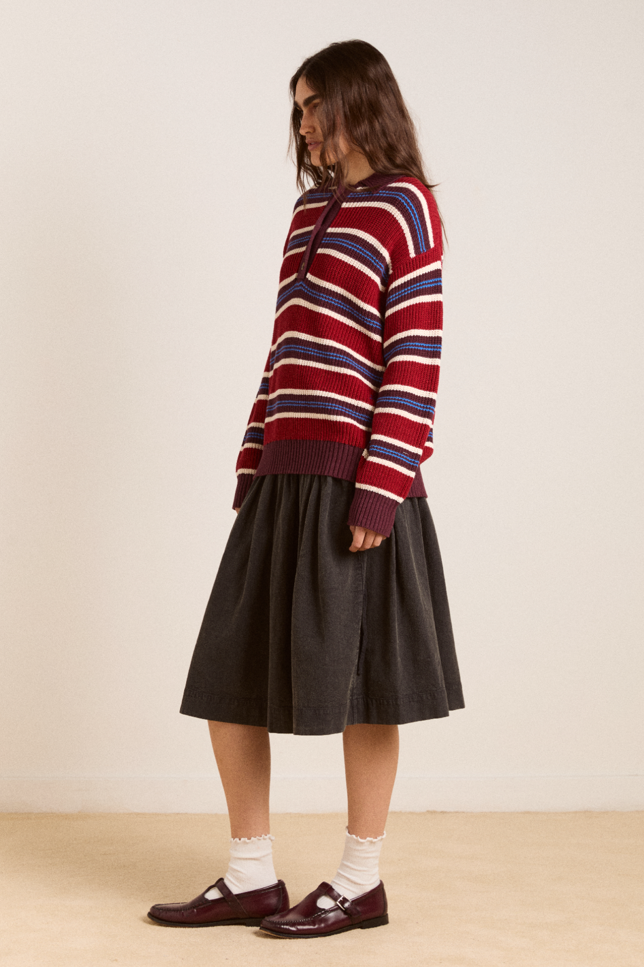 ilona striped rugby jumper - burg stripe