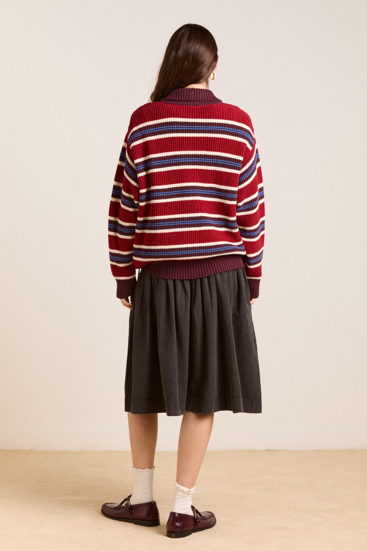 ilona striped rugby jumper - burg stripe