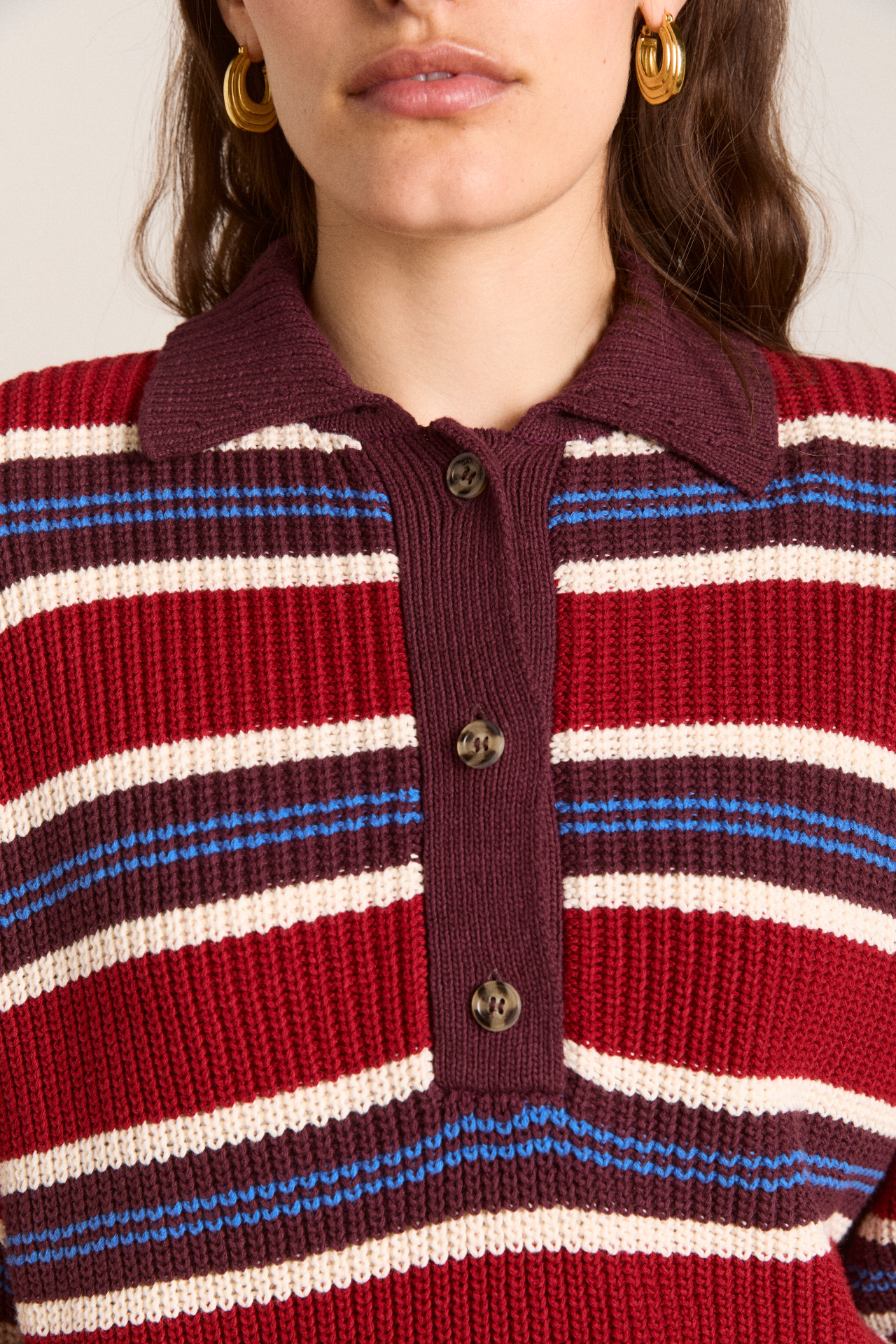 ilona striped rugby jumper - burg stripe
