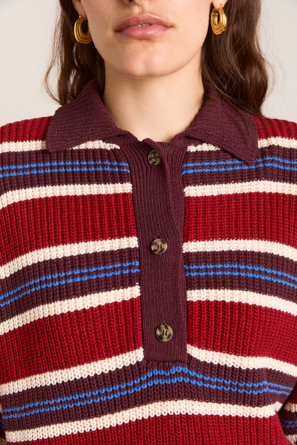 ilona striped rugby jumper - burg stripe