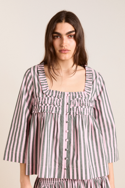leilani blouse - garden stripe