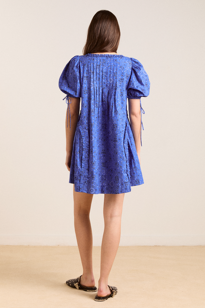 meri mini dress - blue paisley