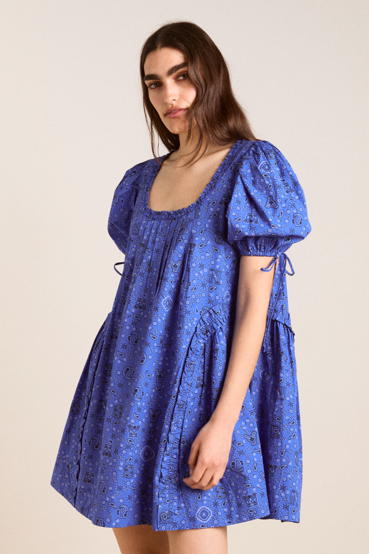 meri mini dress - blue paisley