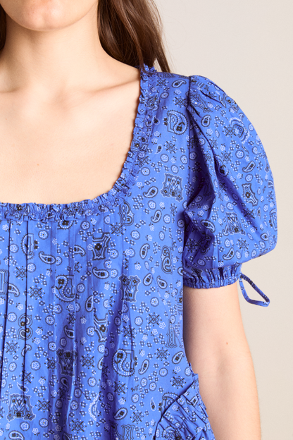meri mini dress - blue paisley