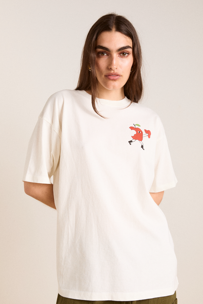 apple peel boyfriend tee - ecru