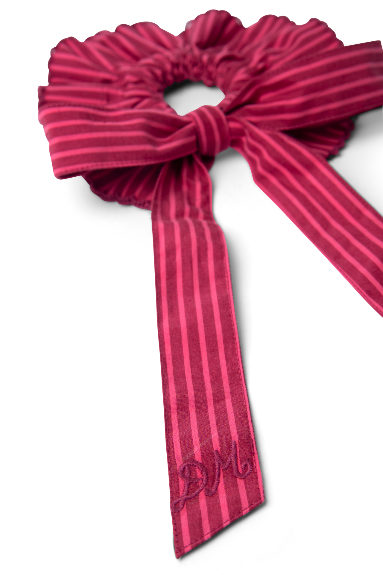 garter bun wrap in berry business stripe