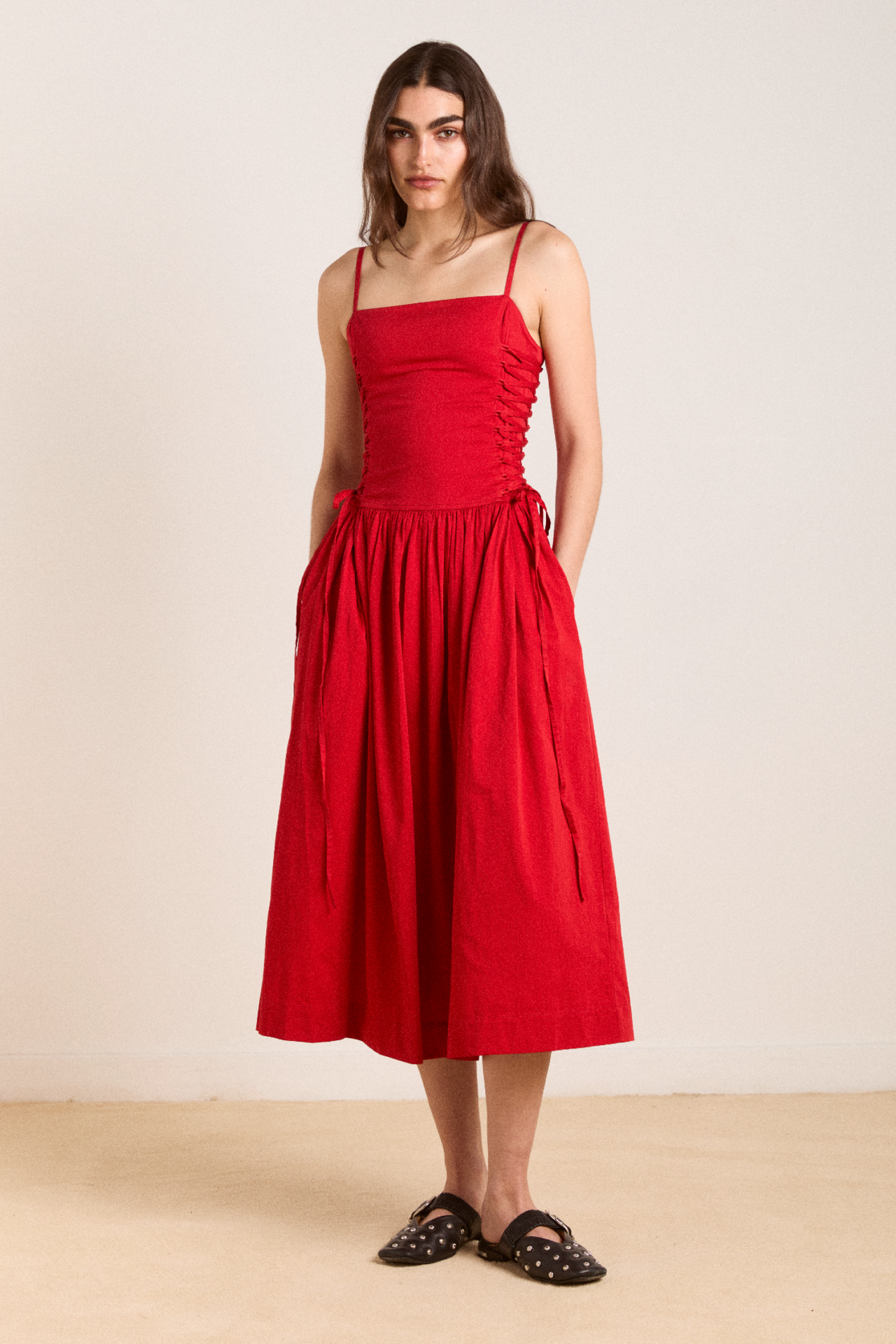 angelina midi dress - red