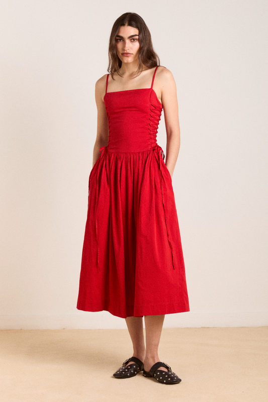 angelina midi dress - red