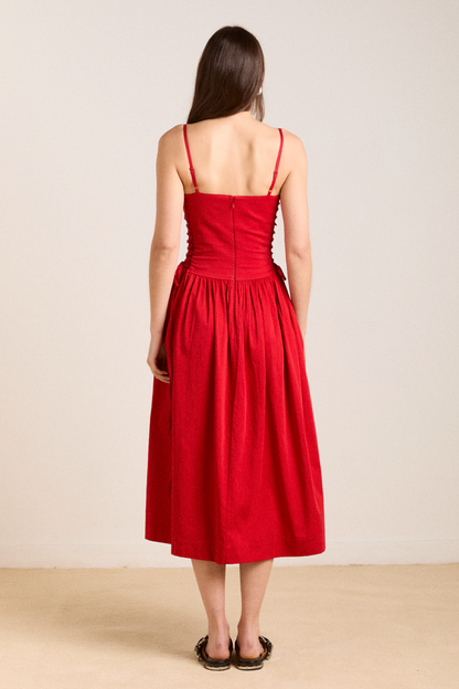 angelina midi dress - red