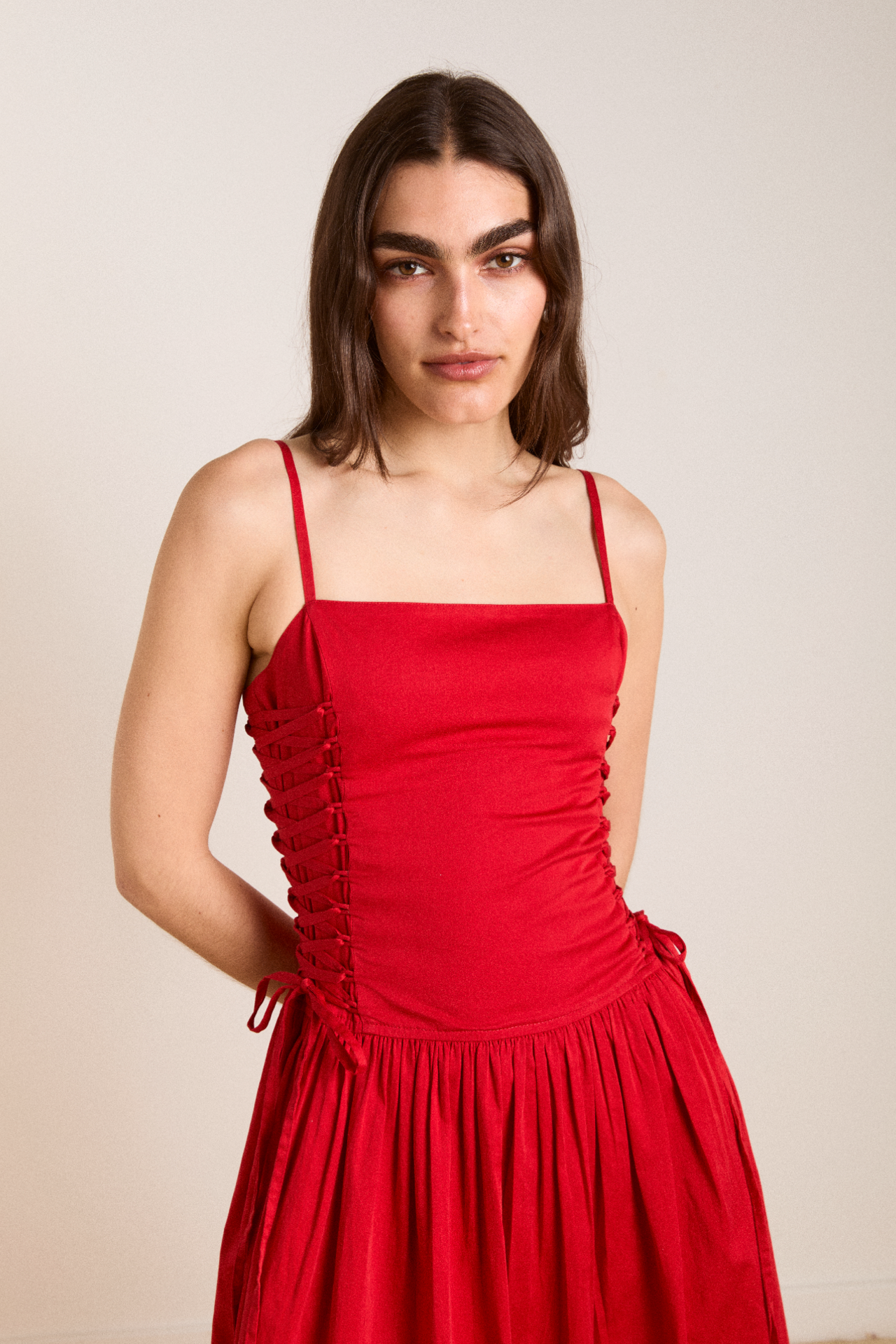 angelina midi dress - red
