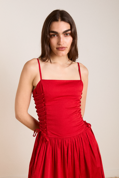 angelina midi dress - red