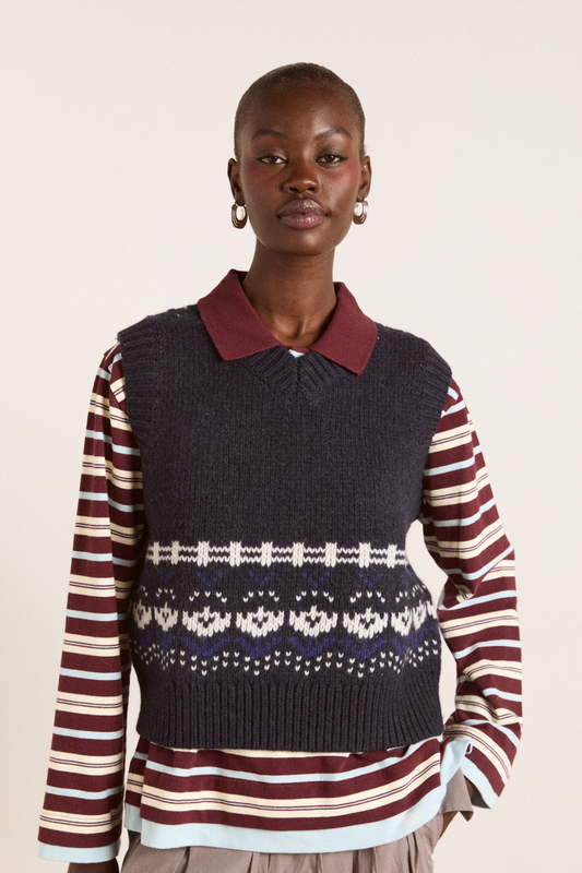 rhona lambswool tank  - navy house