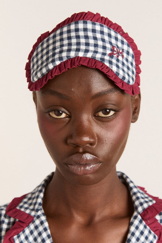 damson pj eye mask - navy gingham