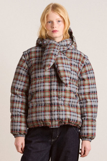pearl hooded puffer - multi check