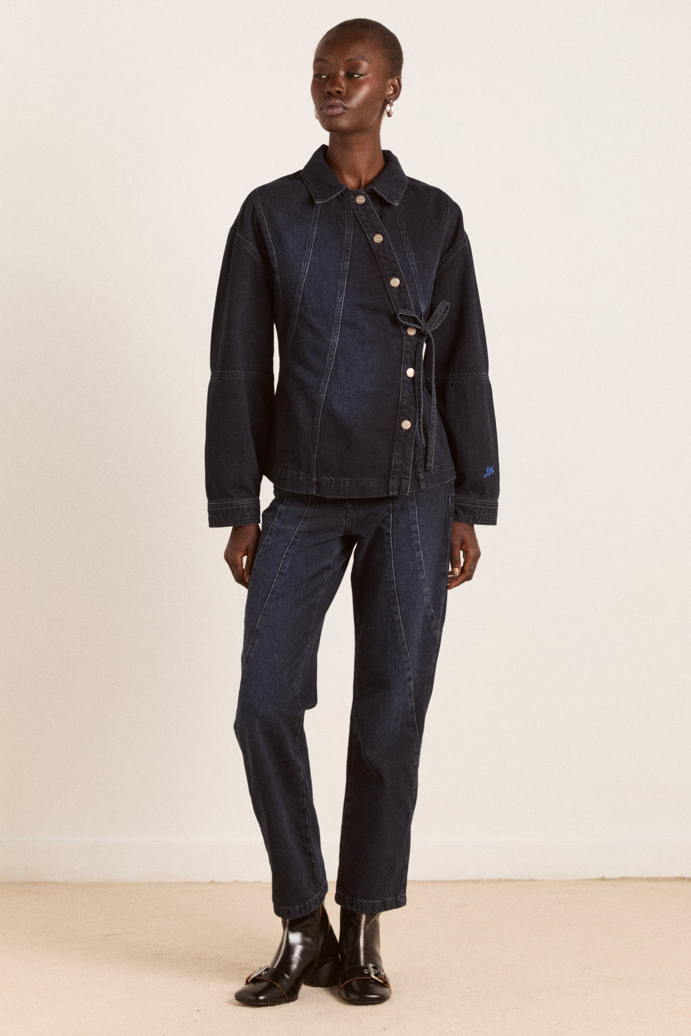 finella denim shirt - wavy seams