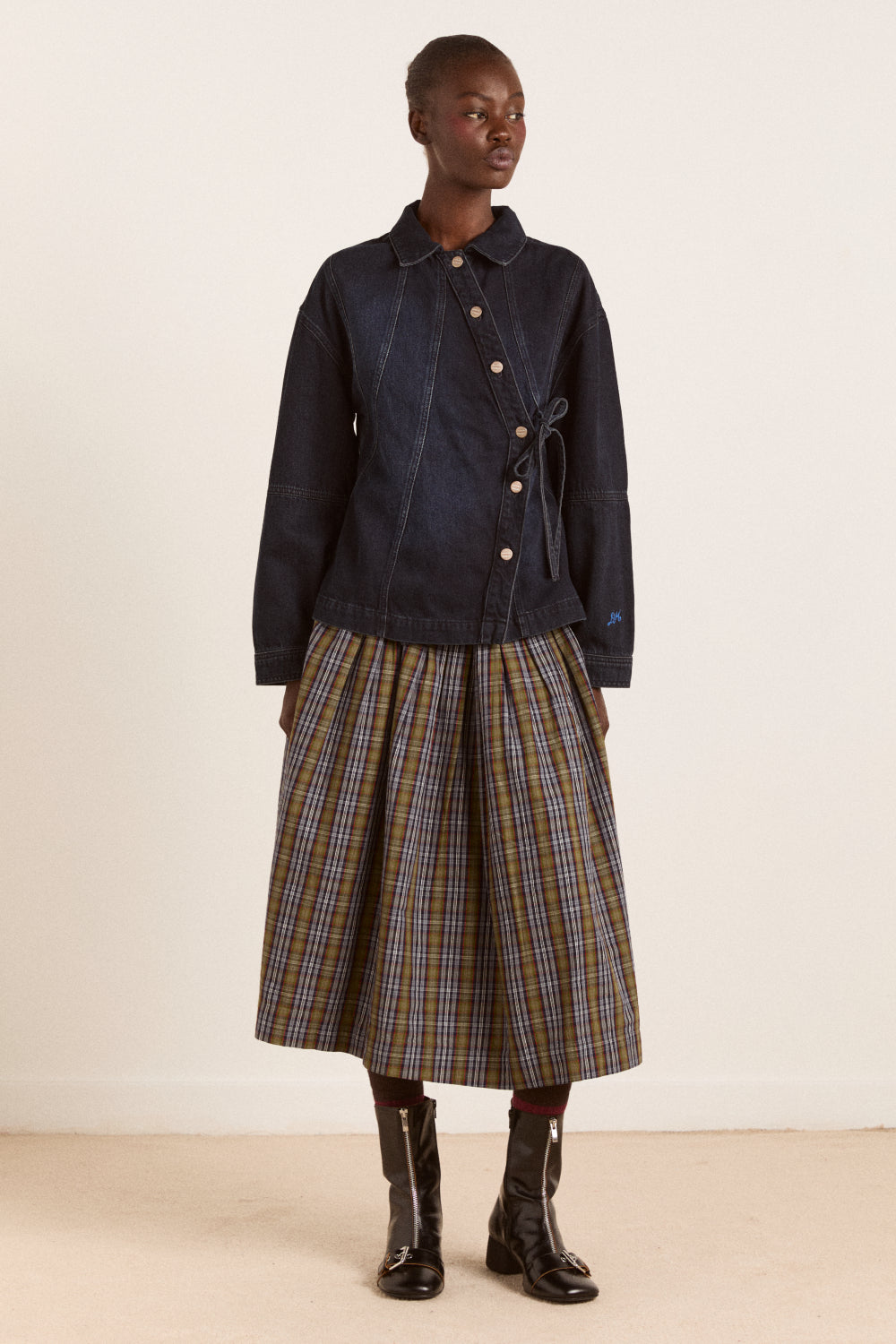 finella denim shirt - wavy seams