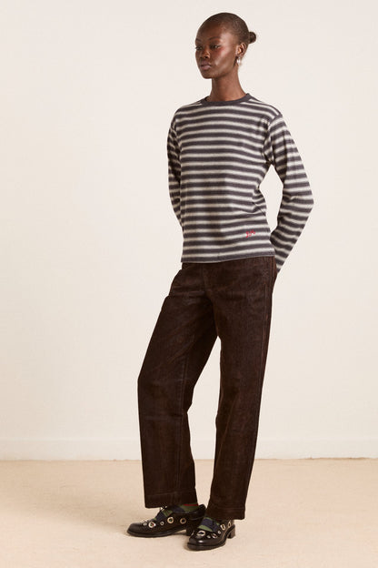 drew flocked denim jeans - chocolate brown