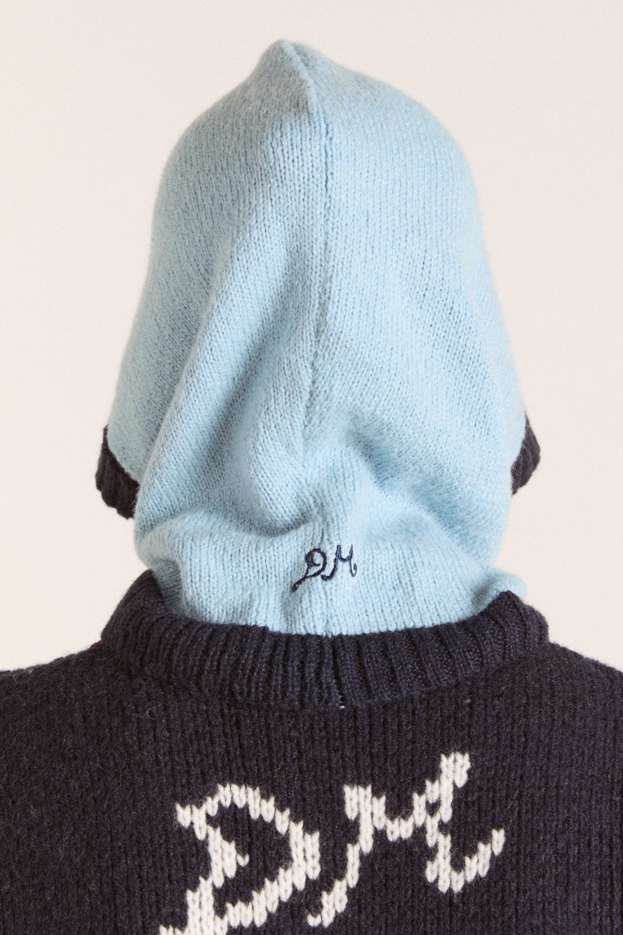 button through hood - blue