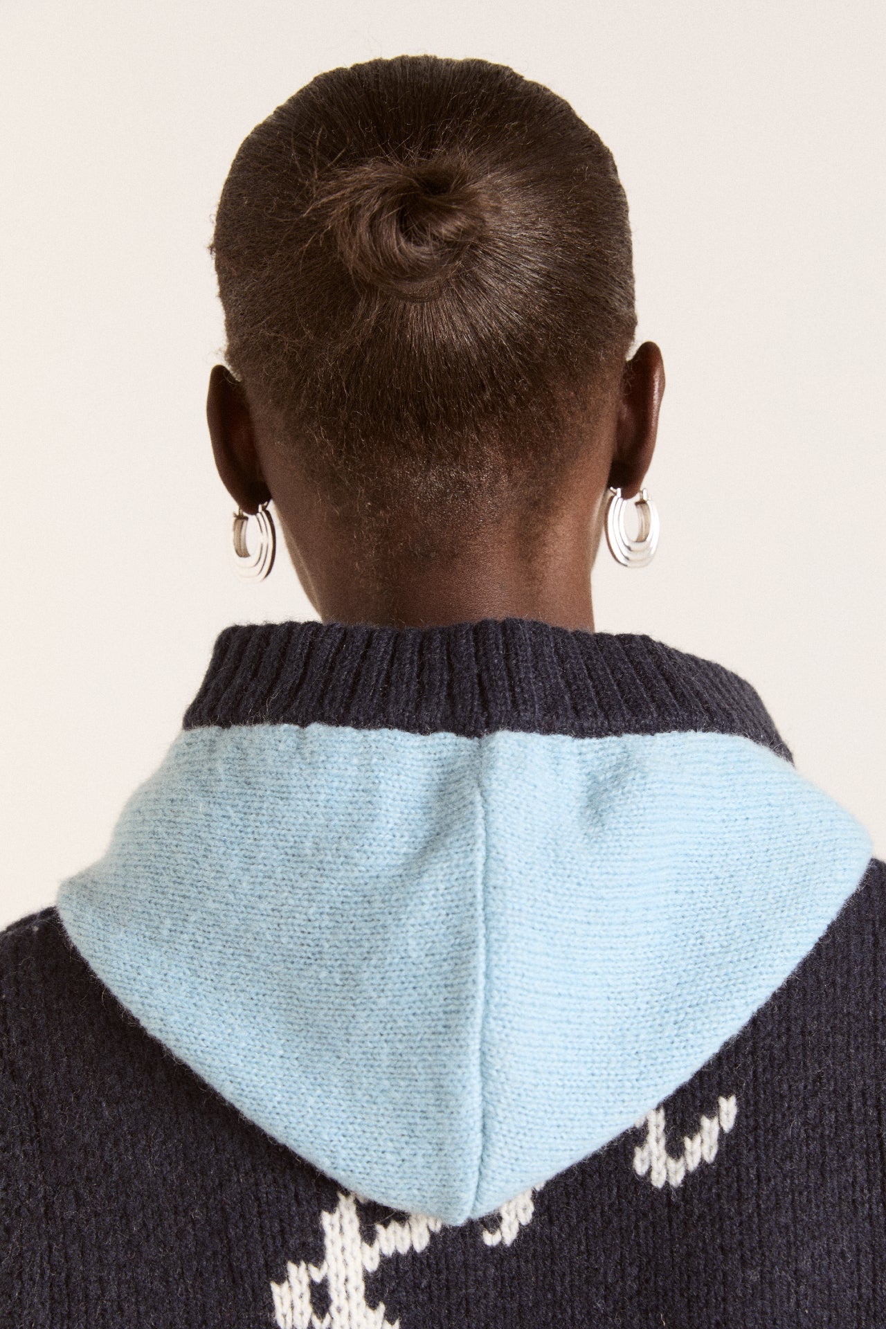 button through hood - blue