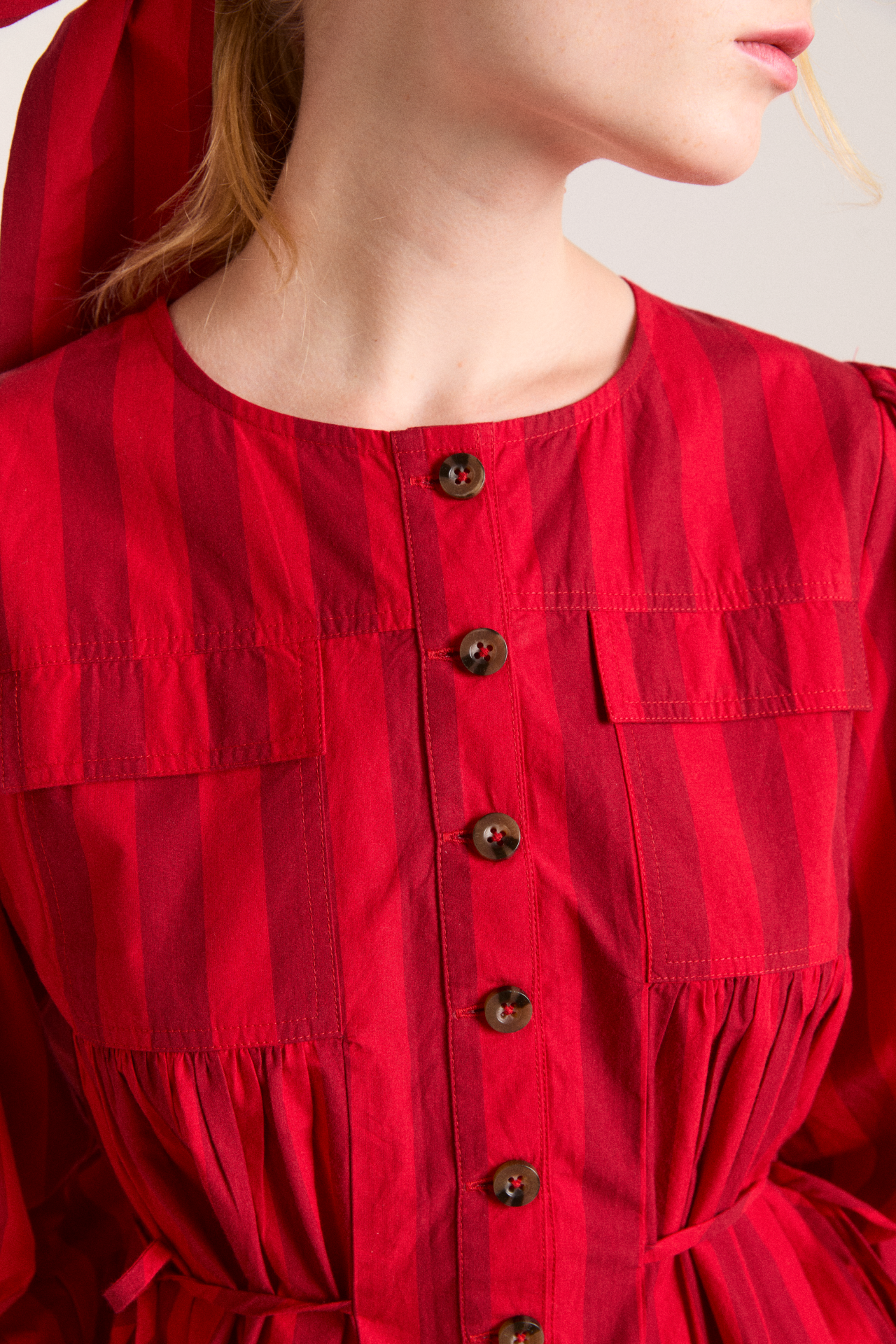 charlize blouse - red stripe