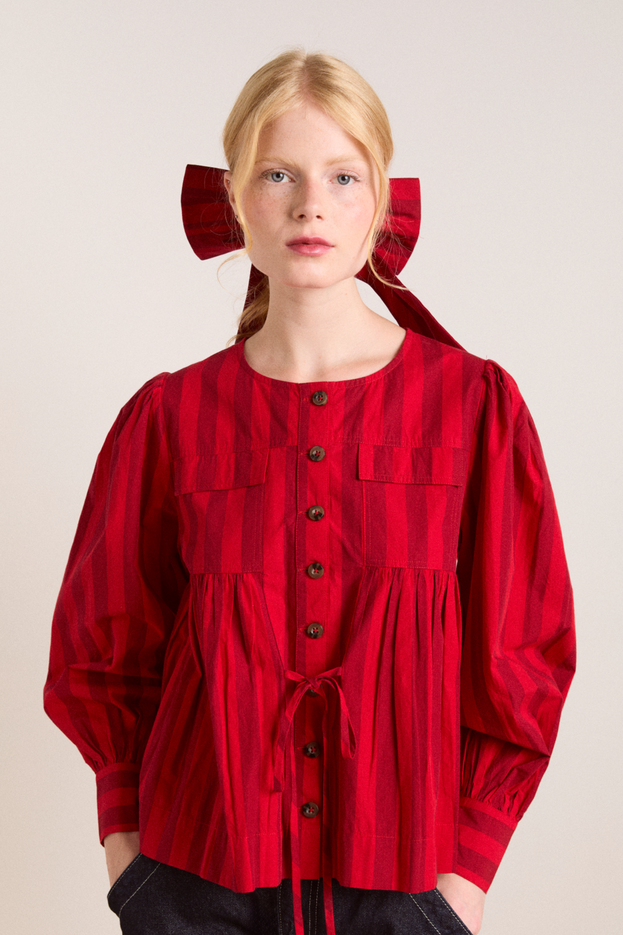 charlize blouse - red stripe