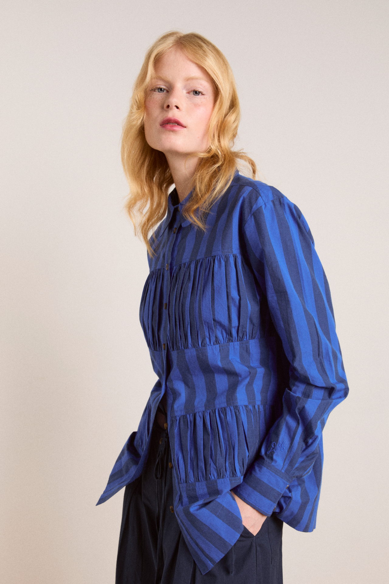 xenia shirt - cobalt stripe