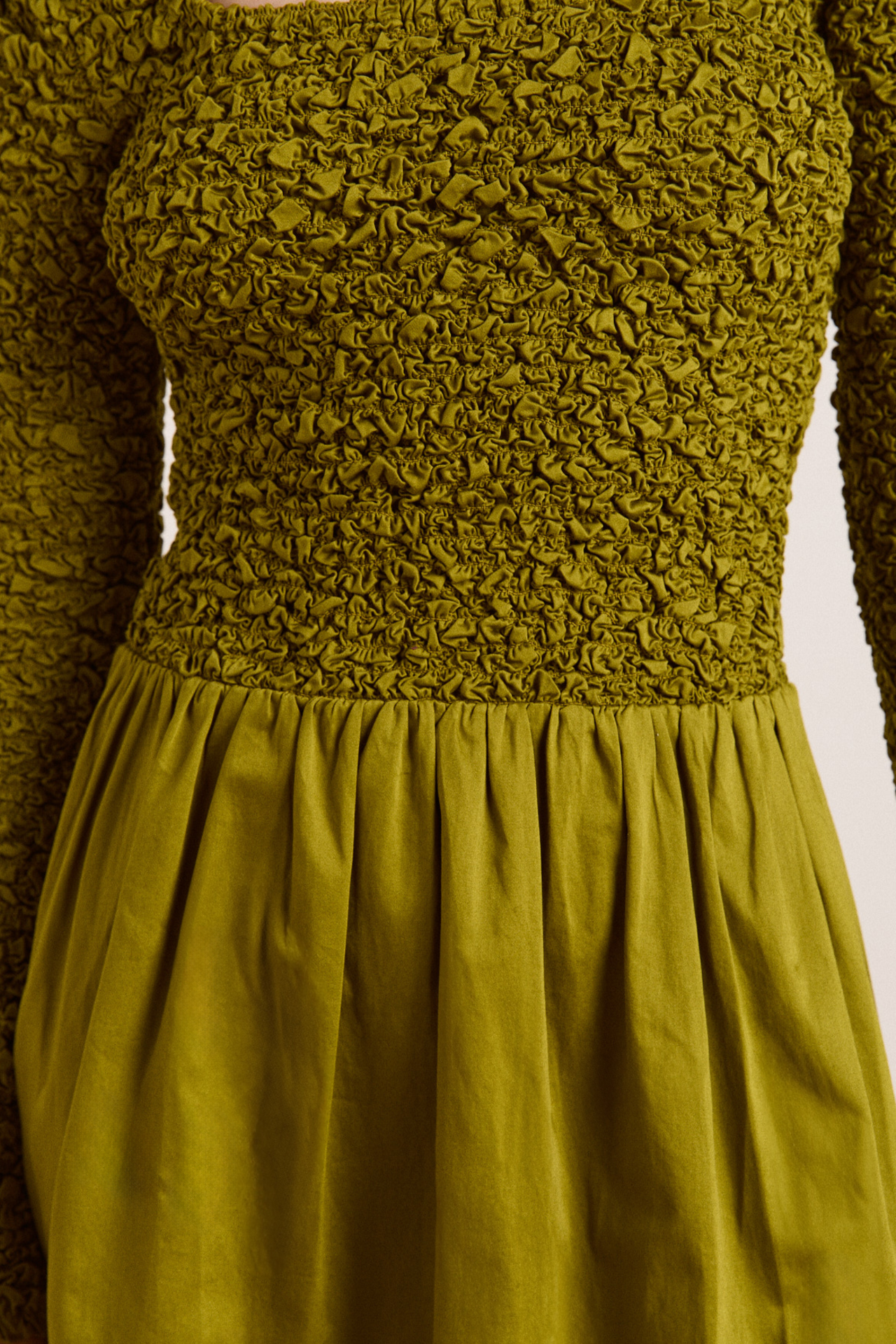malinda super smocked mini dress - olive