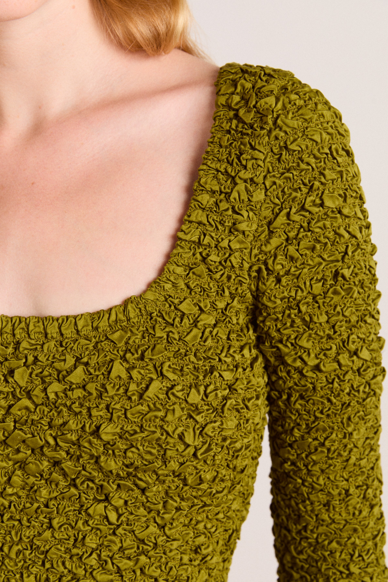 malinda super smocked mini dress - olive