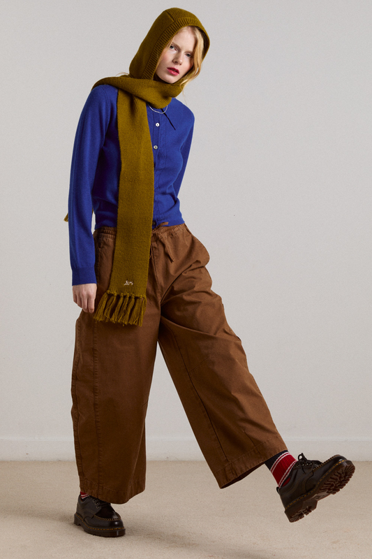 tassel hooded scarf - olive