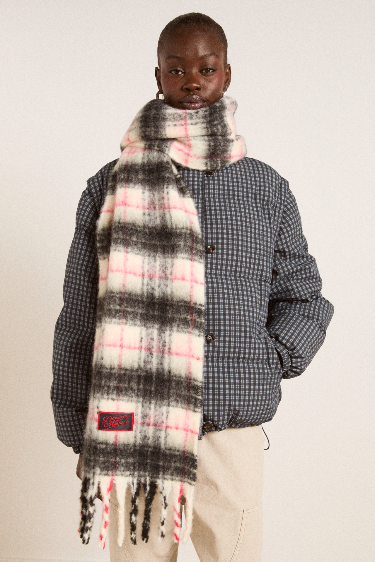 brushed oversized scarf - butter check