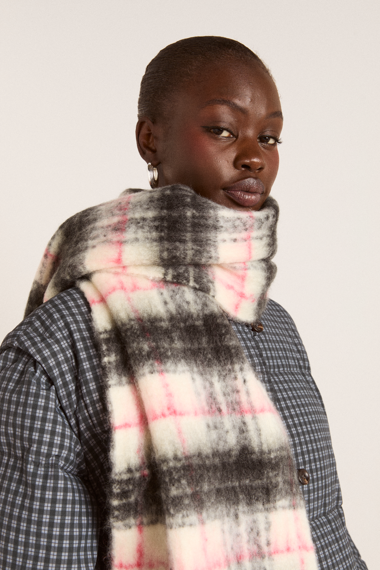 brushed oversized scarf - butter check
