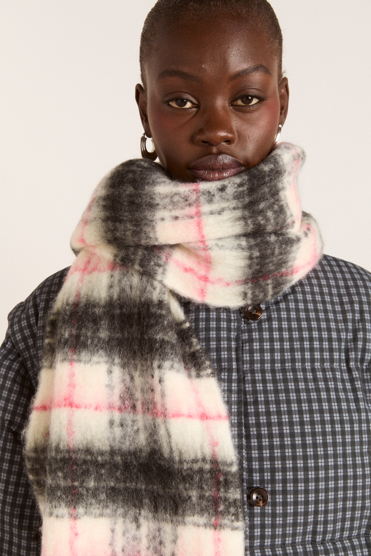 brushed oversized scarf - butter check
