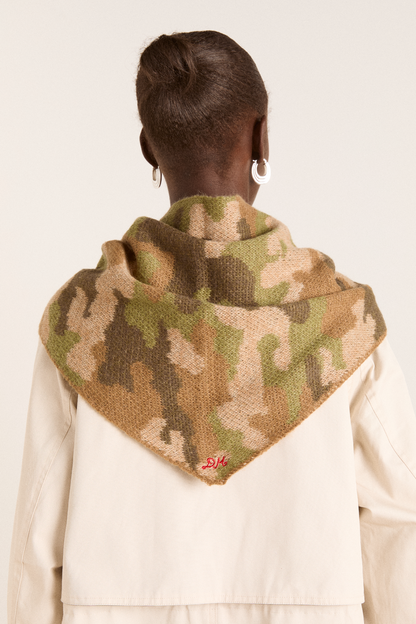 Knitted Triangle Scarf - Camo
