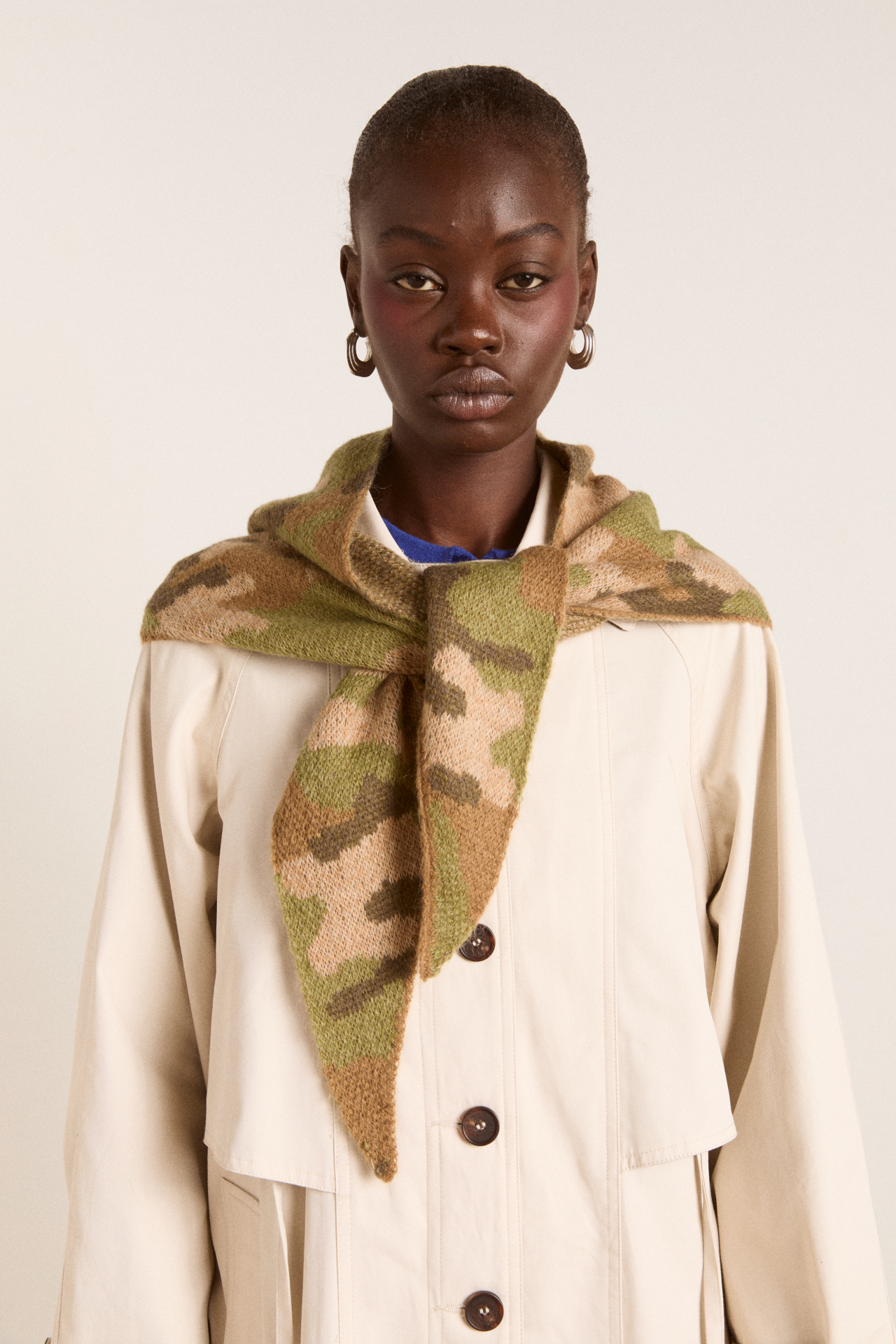 Knitted Triangle Scarf - Camo