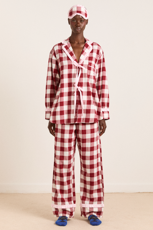 antonella pj set - burg gingham