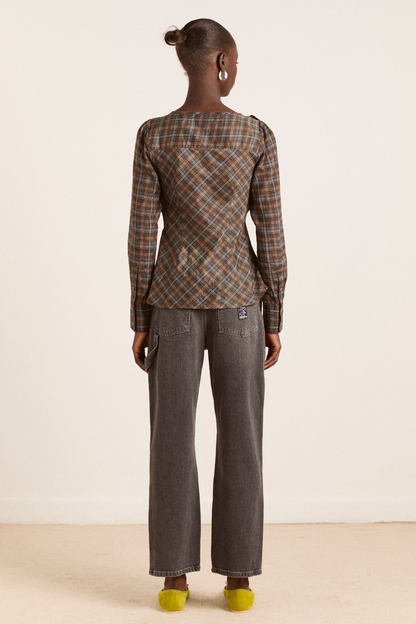 lemi sheer blouse - multi check