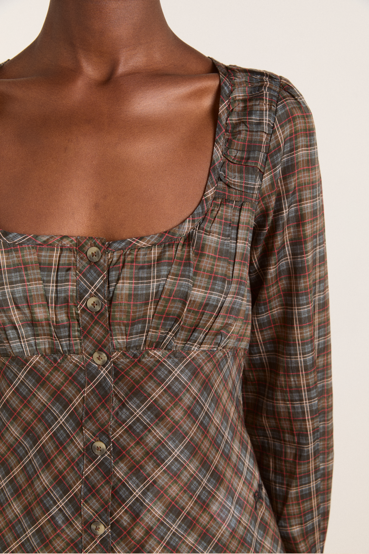 lemi sheer blouse - multi check