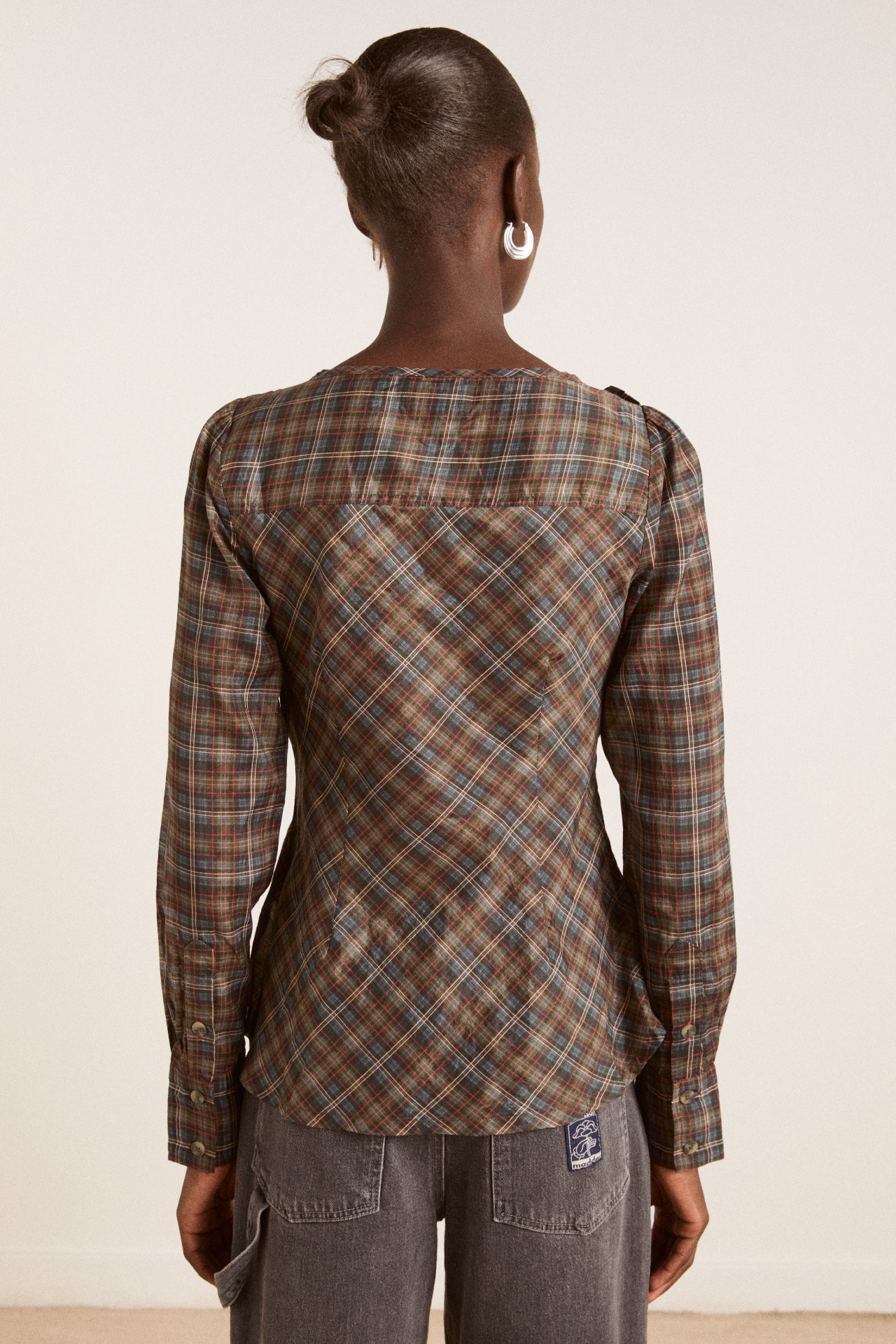 lemi sheer blouse - multi check